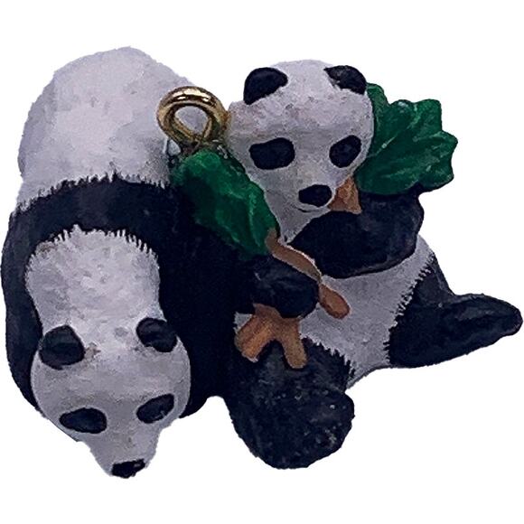 1998 Hallmark Keepsake Peaceful Pandas Miniature Christmas Ornament in Mint Box - Picture 2 of 5
